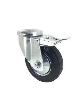 Handling wheel with eye and rubber brake diameter 125 mm