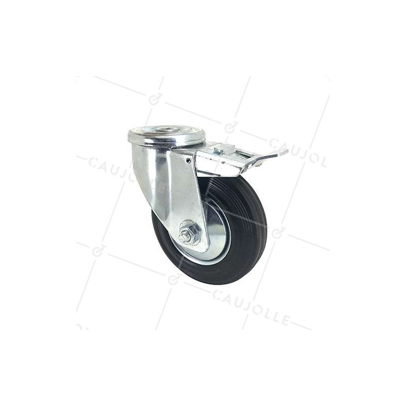 Handling wheel with eye and rubber brake diameter 125 mm
