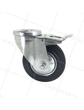 Handling wheel with eye and rubber brake diameter 125 mm