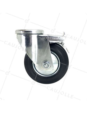 Handling wheel with eye and rubber brake diameter 125 mm