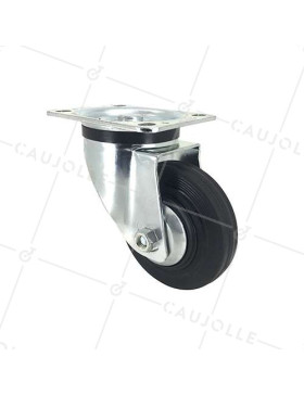 REINFORCED RUBBER CASTOR WITH FIXING PLATE DIAMETER 125 MM MAX LOAD 200 KG - S74C125  • Caujolle