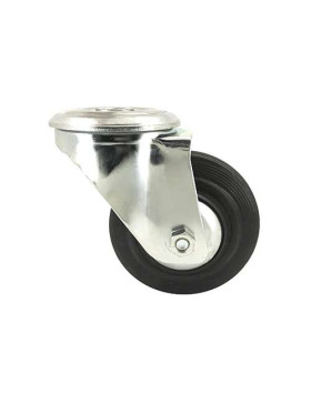 ROULETTE INDUSTRIELLE À OEIL CAOUTCHOUC DIAMETRE 125 MM CHARGE 200 KG À FIXATION DE 16 MM - S74OC125
