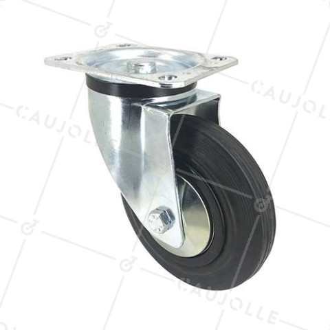 REINFORCED RUBBER SWIVEL CASTOR DIAMETER 160 MM MAX LOAD 200 KG - S74C160 • Caujolle