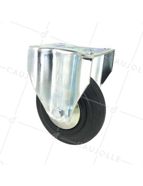 REINFORCED FIXED INDUSTRIAL CASTOR IN RUBBER DIAMETER 160 MM MAX LOAD 200 KG - S75C160 • Caujolle
