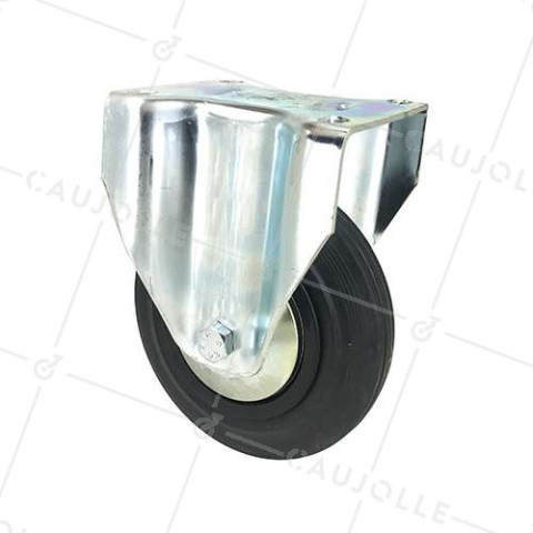 REINFORCED FIXED INDUSTRIAL CASTOR IN RUBBER DIAMETER 160 MM MAX LOAD 200 KG - S75C160 • Caujolle
