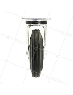 ROULETTE INDUSTRIELLE À PLATINE CAOUTCHOUC DIAMETRE 200 MM CHARGE 200 KG - S74C200
