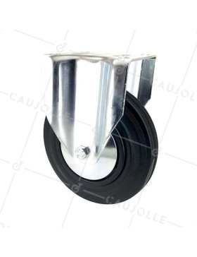 FIXED RUBBER INDUSTRIAL CASTOR DIAMETER 200 MM MAX LOAD 200 KG - S75C200 • Caujolle