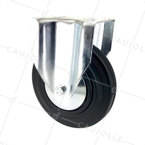 FIXED RUBBER INDUSTRIAL CASTOR DIAMETER 200 MM MAX LOAD 200 KG - S75C200 • Caujolle