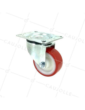 ROULETTE DE MANUTENTION EN POLYURÉTHANE ROUGE DIAMÈTRE 80 MM CHARGE 200 KG - S2NP 80 • Caujolle