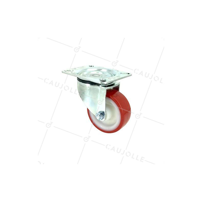 ROULETTE DE MANUTENTION EN POLYURÉTHANE ROUGE DIAMÈTRE 80 MM CHARGE 200 KG - S2NP 80