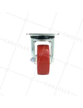 ROULETTE DE MANUTENTION EN POLYURÉTHANE ROUGE DIAMÈTRE 80 MM CHARGE 200 KG - S2NP 80