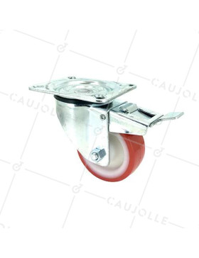 ROULETTE DE MANUTENTION EN POLYURÉTHANE ROUGE DIAMÈTRE 80 MM CHARGE 200 KG - S2NP 80 • Caujolle