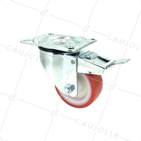 ROULETTE DE MANUTENTION EN POLYURÉTHANE ROUGE DIAMÈTRE 80 MM CHARGE 200 KG - S2NP 80 • Caujolle