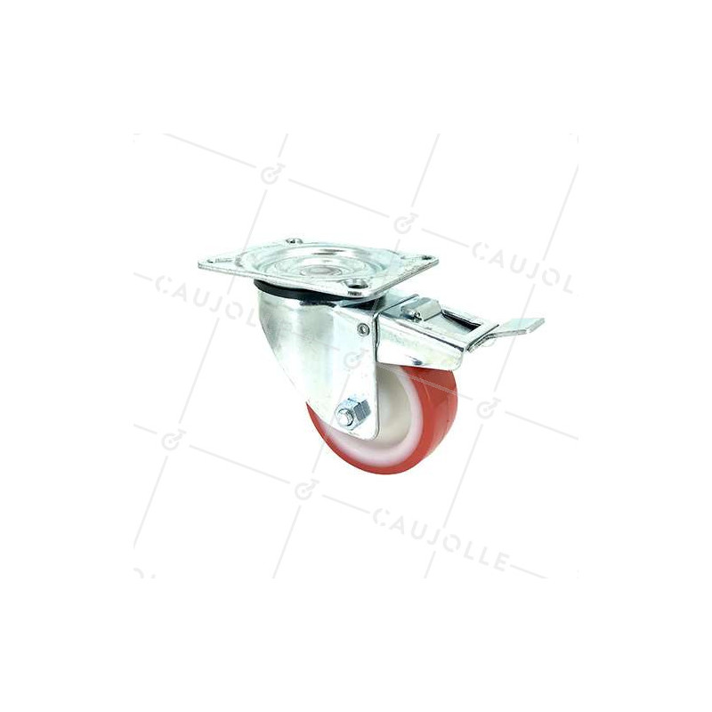 ROULETTE DE MANUTENTION EN POLYURÉTHANE ROUGE DIAMÈTRE 80 MM CHARGE 200 KG - S2NP 80