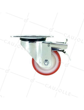 ROULETTE DE MANUTENTION EN POLYURÉTHANE ROUGE DIAMÈTRE 80 MM CHARGE 200 KG - S2NP 80