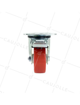 ROULETTE DE MANUTENTION EN POLYURÉTHANE ROUGE DIAMÈTRE 80 MM CHARGE 200 KG - S2NP 80