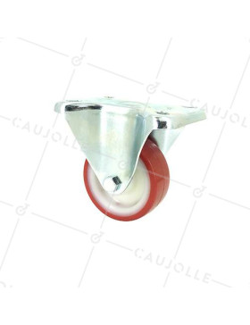 ROULETTE DE MANUTENTION EN POLYURÉTHANE ROUGE DIAMÈTRE 80 MM CHARGE 200 KG - S2NP 80 • Caujolle