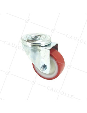 ROULETTE DE MANUTENTION EN POLYURÉTHANE ROUGE DIAMÈTRE 80 MM CHARGE 200 KG - S2NP 80 • Caujolle
