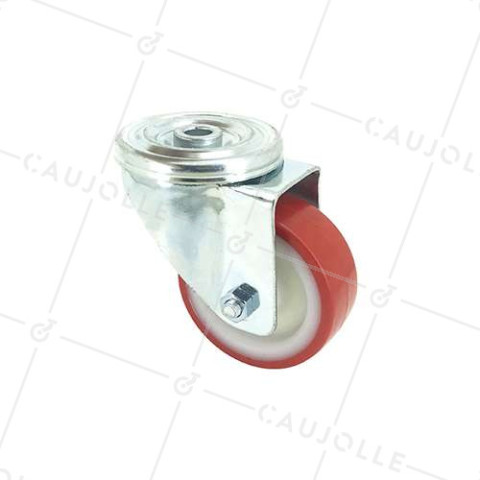 ROULETTE DE MANUTENTION EN POLYURÉTHANE ROUGE DIAMÈTRE 80 MM CHARGE 200 KG - S2NP 80 • Caujolle