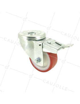 ROULETTE DE MANUTENTION EN POLYURÉTHANE ROUGE DIAMÈTRE 80 MM CHARGE 200 KG - S2NP 80 • Caujolle