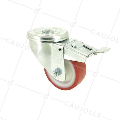 ROULETTE DE MANUTENTION EN POLYURÉTHANE ROUGE DIAMÈTRE 80 MM CHARGE 200 KG - S2NP 80 • Caujolle