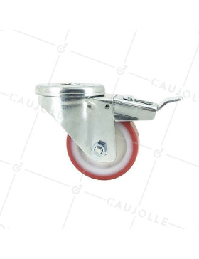 ROULETTE DE MANUTENTION EN POLYURÉTHANE ROUGE DIAMÈTRE 80 MM CHARGE 200 KG - S2NP 80