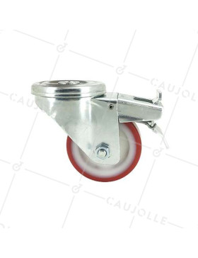 ROULETTE DE MANUTENTION EN POLYURÉTHANE ROUGE DIAMÈTRE 80 MM CHARGE 200 KG - S2NP 80