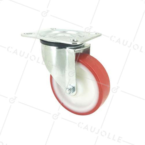 ROULETTE DE MANUTENTION EN POLYURÉTHANE ROUGE DIAMÈTRE 80 MM CHARGE 200 KG - S2NP 80 • Caujolle