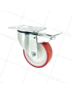 ROULETTE DE MANUTENTION EN POLYURÉTHANE ROUGE DIAMÈTRE 80 MM CHARGE 200 KG - S2NP 80 • Caujolle