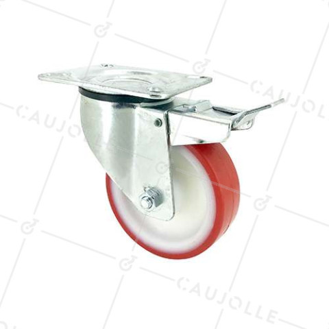 ROULETTE DE MANUTENTION EN POLYURÉTHANE ROUGE DIAMÈTRE 80 MM CHARGE 200 KG - S2NP 80 • Caujolle