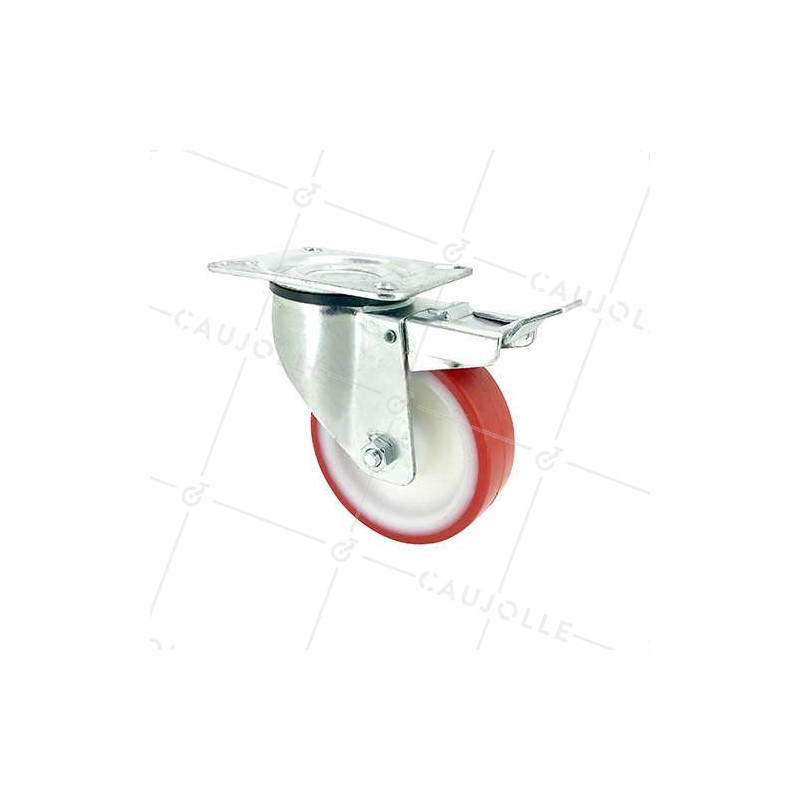 ROULETTE DE MANUTENTION EN POLYURÉTHANE ROUGE DIAMÈTRE 80 MM CHARGE 200 KG - S2NP 80