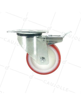 ROULETTE DE MANUTENTION EN POLYURÉTHANE ROUGE DIAMÈTRE 80 MM CHARGE 200 KG - S2NP 80
