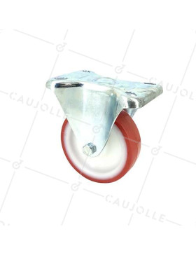 ROULETTE DE MANUTENTION EN POLYURÉTHANE ROUGE DIAMÈTRE 80 MM CHARGE 200 KG - S2NP 80 • Caujolle