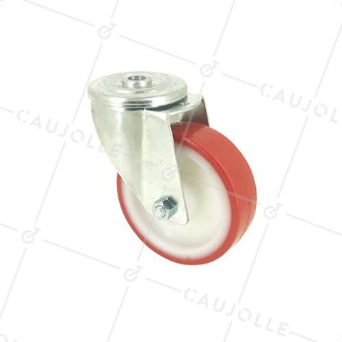 ROULETTE DE MANUTENTION EN POLYURÉTHANE ROUGE DIAMÈTRE 80 MM CHARGE 200 KG - S2NP 80 • Caujolle