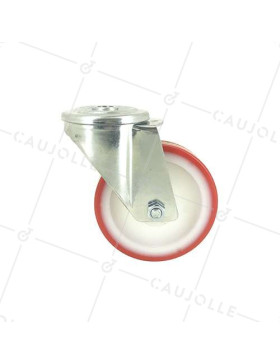 ROULETTE DE MANUTENTION EN POLYURÉTHANE ROUGE DIAMÈTRE 80 MM CHARGE 200 KG - S2NP 80