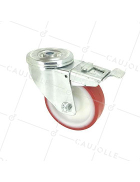 ROULETTE DE MANUTENTION EN POLYURÉTHANE ROUGE DIAMÈTRE 80 MM CHARGE 200 KG - S2NP 80 • Caujolle
