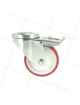ROULETTE DE MANUTENTION EN POLYURÉTHANE ROUGE DIAMÈTRE 80 MM CHARGE 200 KG - S2NP 80