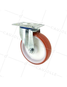 ROULETTE DE MANUTENTION EN POLYURÉTHANE ROUGE DIAMÈTRE 80 MM CHARGE 200 KG - S2NP 80 • Caujolle