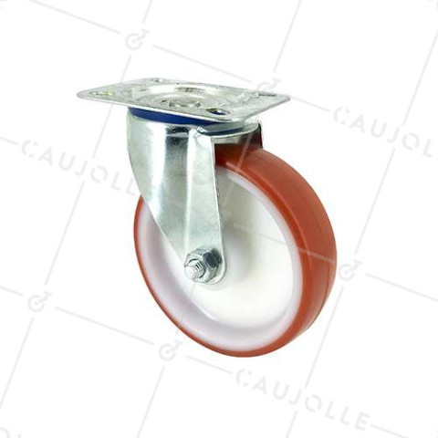 ROULETTE DE MANUTENTION EN POLYURÉTHANE ROUGE DIAMÈTRE 80 MM CHARGE 200 KG - S2NP 80 • Caujolle