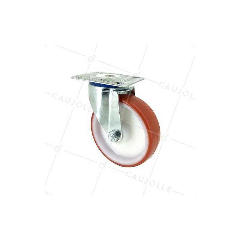 ROULETTE DE MANUTENTION EN POLYURÉTHANE ROUGE DIAMÈTRE 80 MM CHARGE 200 KG - S2NP 80