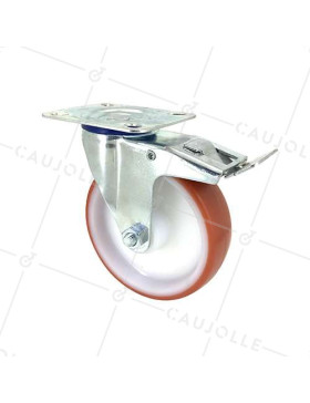 ROULETTE DE MANUTENTION EN POLYURÉTHANE ROUGE DIAMÈTRE 80 MM CHARGE 200 KG - S2NP 80 • Caujolle