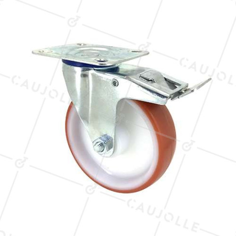 ROULETTE DE MANUTENTION EN POLYURÉTHANE ROUGE DIAMÈTRE 80 MM CHARGE 200 KG - S2NP 80 • Caujolle