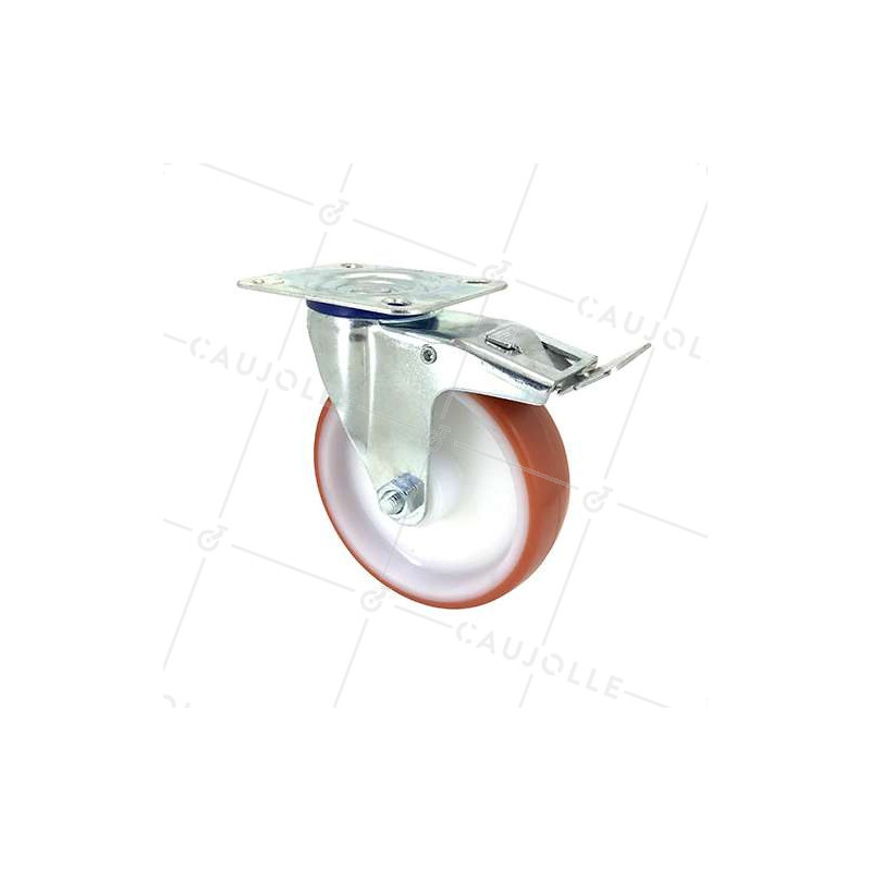 ROULETTE DE MANUTENTION EN POLYURÉTHANE ROUGE DIAMÈTRE 80 MM CHARGE 200 KG - S2NP 80