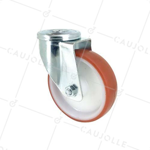 ROULETTE DE MANUTENTION EN POLYURÉTHANE ROUGE DIAMÈTRE 80 MM CHARGE 200 KG - S2NP 80 • Caujolle