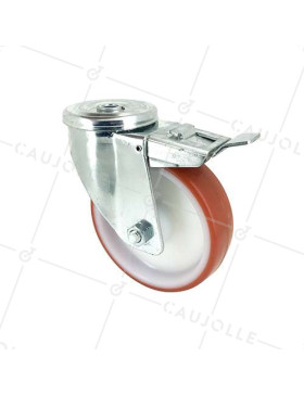 ROULETTE DE MANUTENTION EN POLYURÉTHANE ROUGE DIAMÈTRE 80 MM CHARGE 200 KG - S2NP 80 • Caujolle