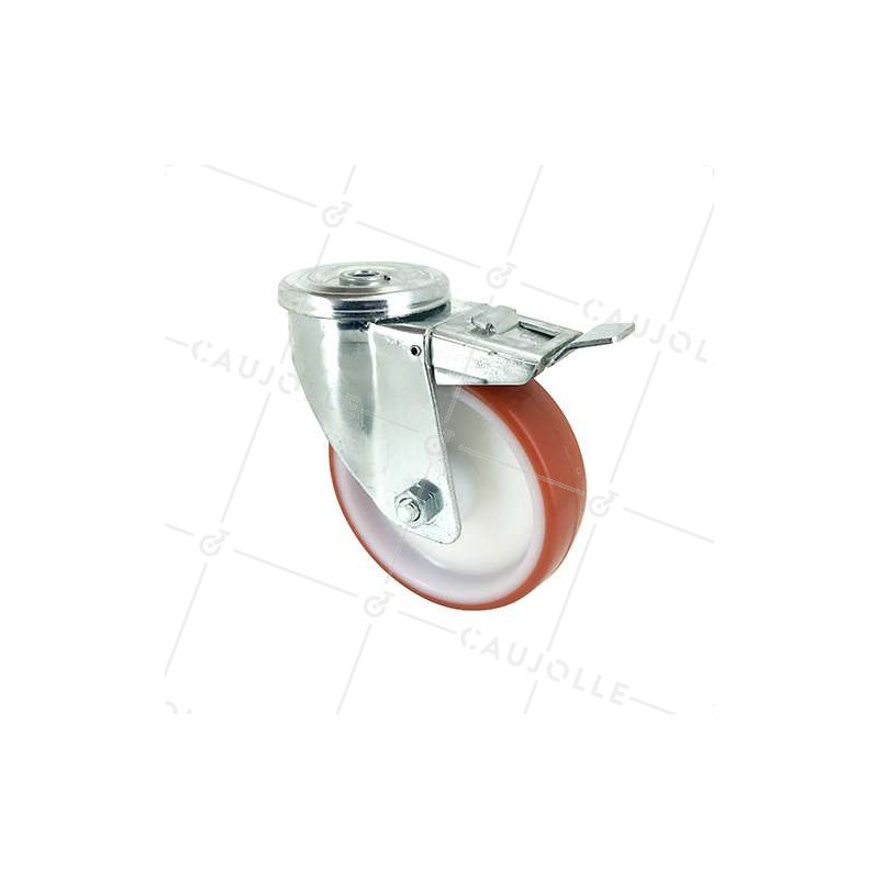 ROULETTE DE MANUTENTION EN POLYURÉTHANE ROUGE DIAMÈTRE 80 MM CHARGE 200 KG - S2NP 80