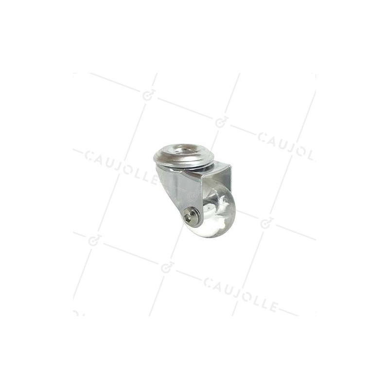 ROULETTE DESIGN PIVOTANTE À OEIL TRANSPARENTE SOUPLE DIAMÈTRE 35MM CHARGE 35KG  À FIXATION DE 10 MM - S140TR 35O