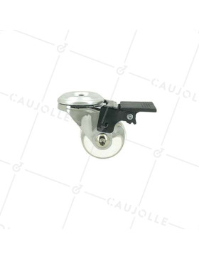 ROULETTE DESIGN PIVOTANTE À OEIL À FREIN TRANSPARENTE SOUPLE DIAMÈTRE 35MM CHARGE 35KG  À FIXATION DE 10 MM - S140TR 35OAF
