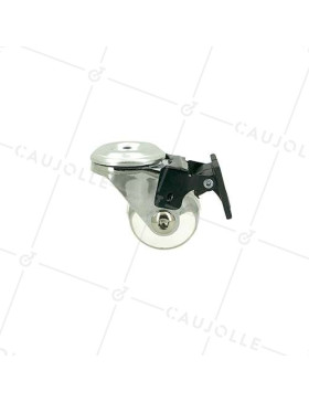 ROULETTE DESIGN PIVOTANTE À OEIL À FREIN TRANSPARENTE SOUPLE DIAMÈTRE 35MM CHARGE 35KG  À FIXATION DE 10 MM - S140TR 35OAF