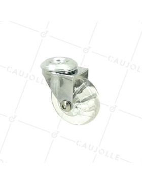 Castor SWIVEL DESIGN WITH FLEXIBLE TRANSPARENT Bolt hole DIAMETER 50 MM LOAD 40KG WITH 10 MM FIXING - S140TR 50O • Caujolle